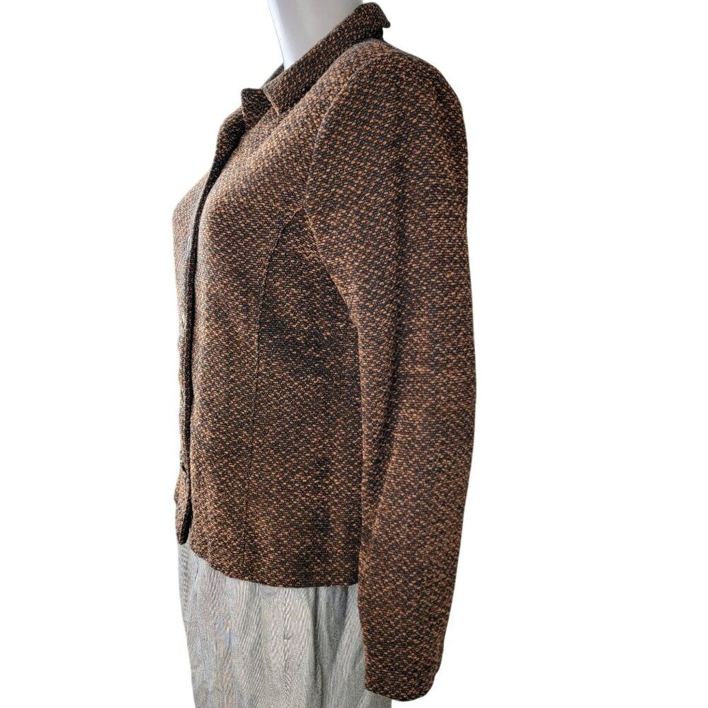 Vintage 90s Softshell Jacket Women Medium Brown Black Blazer Work Office 8 10 M - Picture 8 of 14